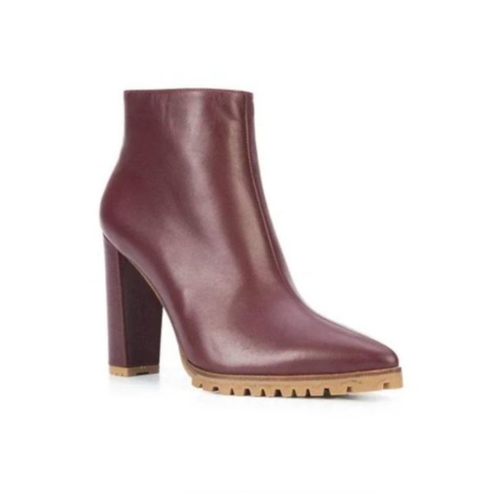 Anine Bing Women’s Burgundy Frances Leather Lug Sole Ankle Boots Size 7/37